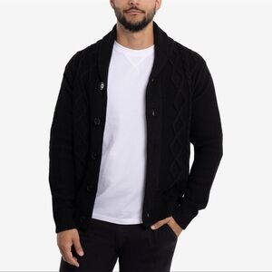X-Ray Jeans Men’s Shawl Collar Cardigan – Black, Size 2X